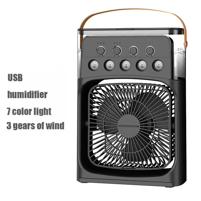 2025 New Three in One Household Air Conditioner Small Air Cooler Portable Smallfan Household Night Humidifier LED Nightlight Fan