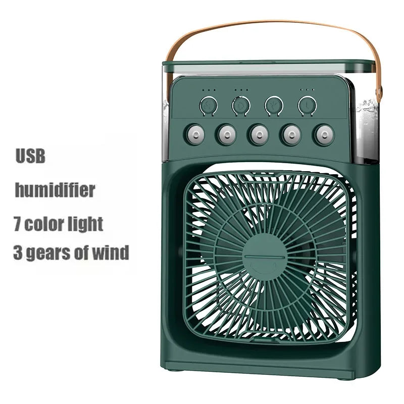 2025 New Three in One Household Air Conditioner Small Air Cooler Portable Smallfan Household Night Humidifier LED Nightlight Fan